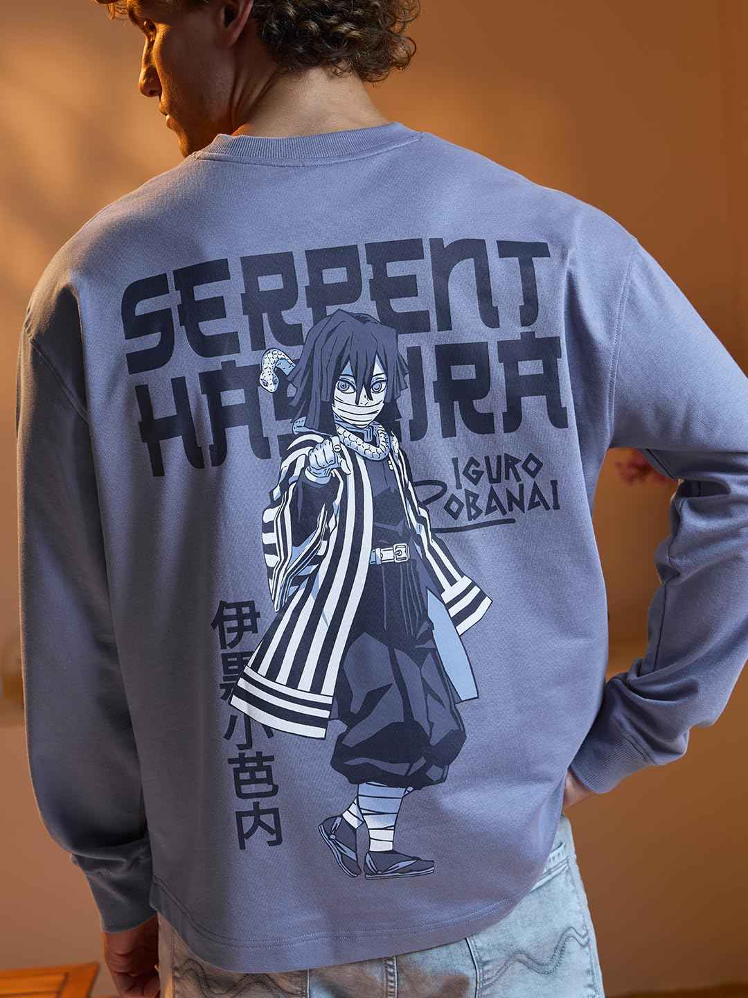 Demon Slayer Obanai T-Shirt by The Souled Store featuring Serpent Hashira Iguro Obanai graphic on back